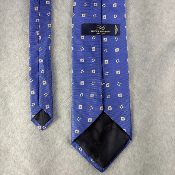 VTG Brooks Brother 346 Repp Necktie Classic Blue Diamond/Argyle Pure Silk Preppy - Picture 4 of 8